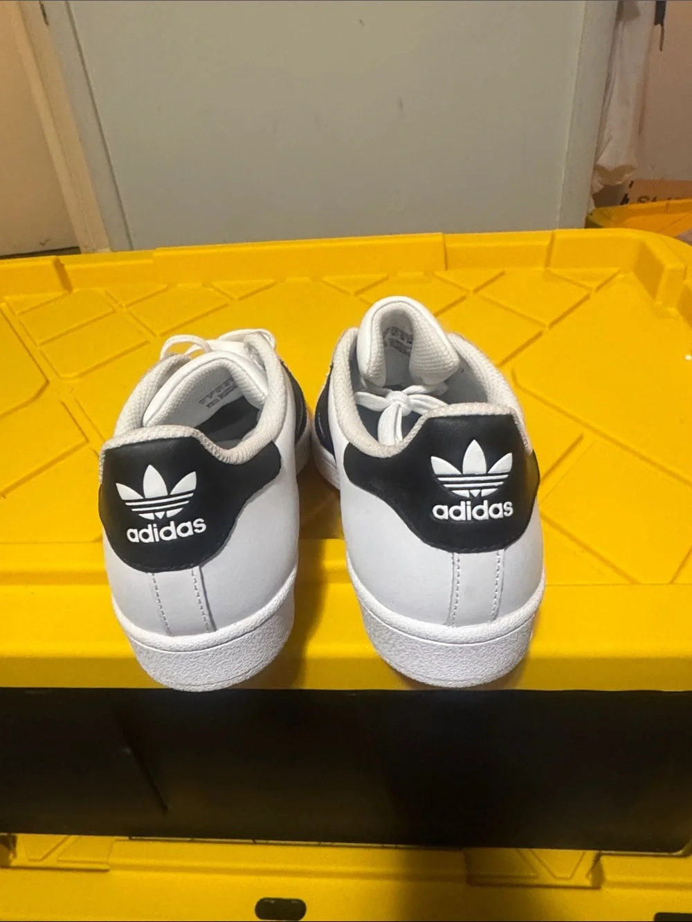 adidas Kids White Sneakers with Black Stripes and Gold Tongue Logo